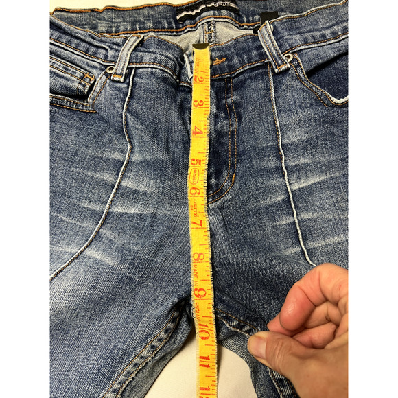 Vtg Bebe Jeans Womens Size 32 Mid Rise Flare Seamed Sandblast Wash Y2K USA Retro - Picture 7 of 10